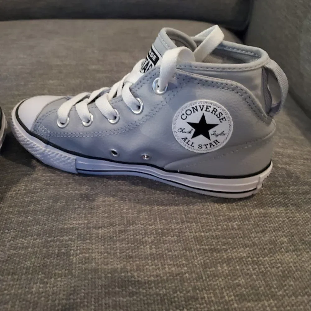 Converse Kids Chuck Taylor All Star Syde Street Leather Youth Mid Grey S…